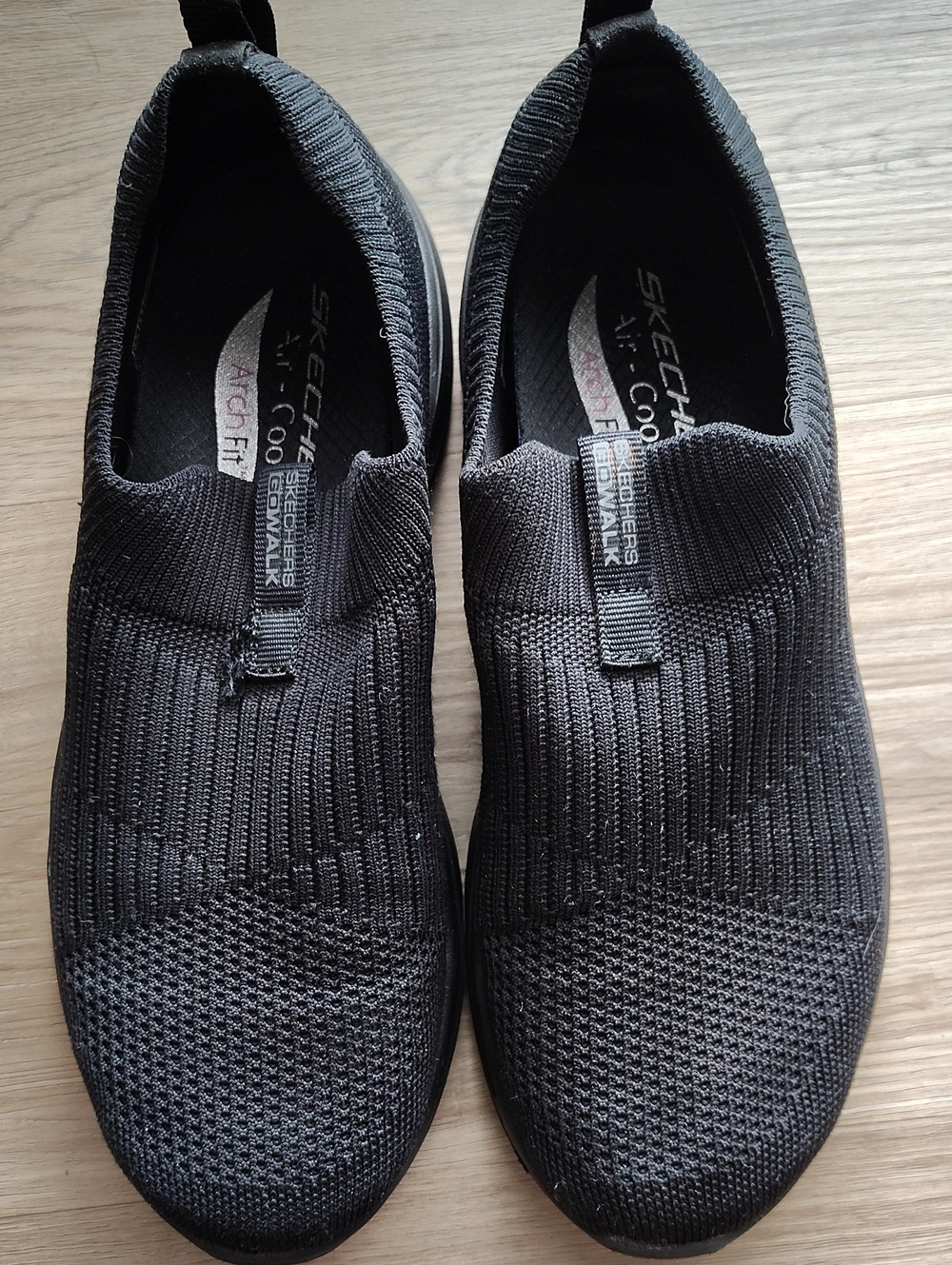 Skechers Black Knit Slip-On Athletic Sneakers